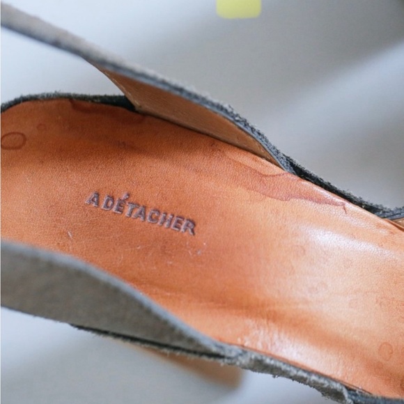 A Détacher Moss Grey Suede High Heel Clogs - 7 - Picture 3 of 6